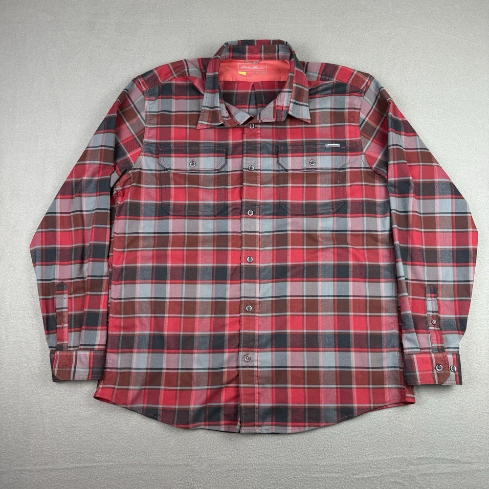 Eddie Bauer‎ Travex Plaid Red Button Down Shirt Mens XL Classic Fit  Long Sleeve